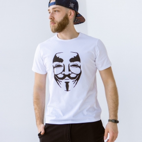 футболка чоловіча біла з принтом "Mask"