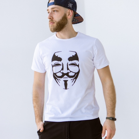 футболка чоловіча біла з принтом "Mask"