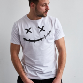 футболка мужская белая с принтом "Smile"
