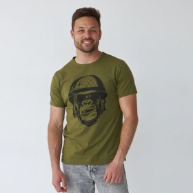 футболка чоловіча хакі з принтом "Gorilla"