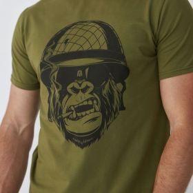 футболка мужская хаки с принтом "Gorilla"