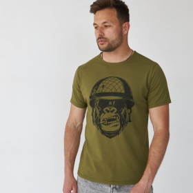 футболка мужская хаки с принтом "Gorilla"