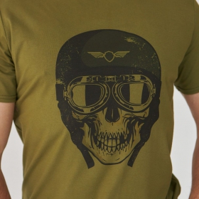 футболка мужская хаки с принтом "Pilot"