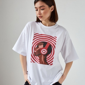 футболка женская белая с принтом "Music"