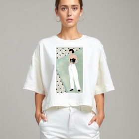жіноча молочна футболка "Mint/white"