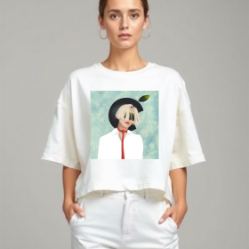 жіноча молочна футболка "Apple hat"
