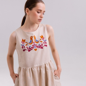льняное платье-вышиванка "Sand"