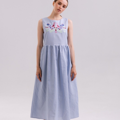 льняна сукня-вишиванка "Blue"