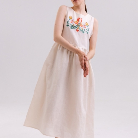 льняное платье-вышиванка "Milk"