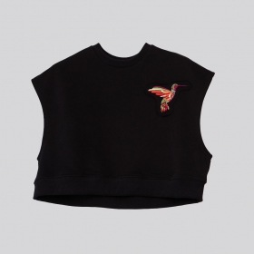 футболка безрукавка с вышивкой "Black hummingbird"