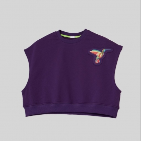 футболка-безрукавка жіноча з вишивкою "Violet hummingbird"
